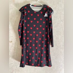 Shein girls 7Y long sleeve black dress with hearts